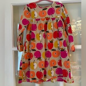 Pink Chicken Multicolor Apple Print Kids Dress